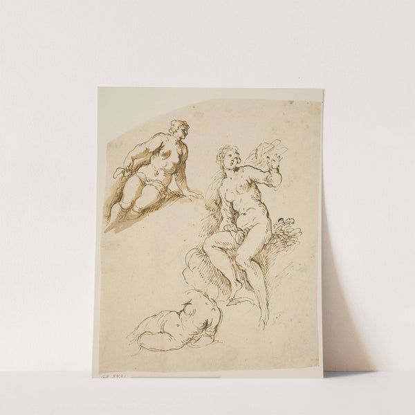 Studier af en siddende og to halvtliggende kvinder by Jacopo Palma il Giovane