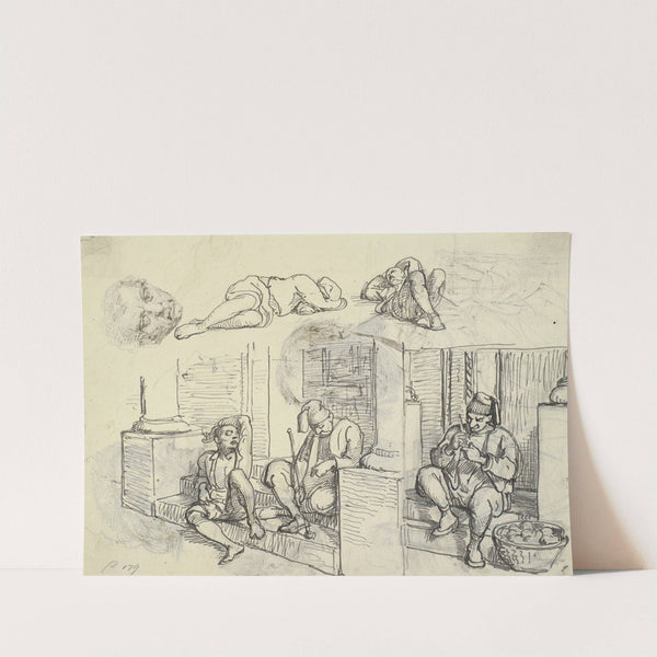 Studier af tyrk og lazzaron på en trappe by Wilhelm Marstrand