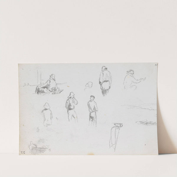 Studier av fisker; seilbåt (1869) by Hans Gude