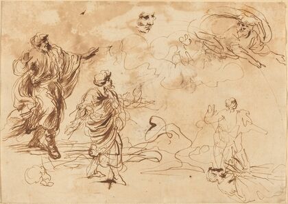 Studies for a Biblical Scene with God the Father Appearing to a Bearded Male Figure — size preview
