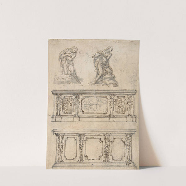 Studies for a Kneeling Figure of Christ and Altar Fronts by Giovanni Battista Foggini