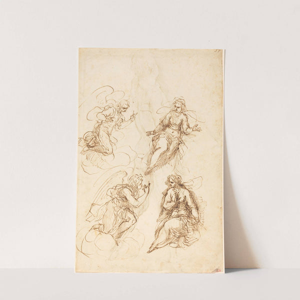 Studies for an Annunciation (recto) by Jacopo Palma il Giovane