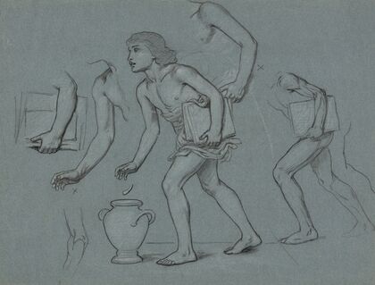 Studies for the arm, body, books, and urn of male figure representing an educated electorate