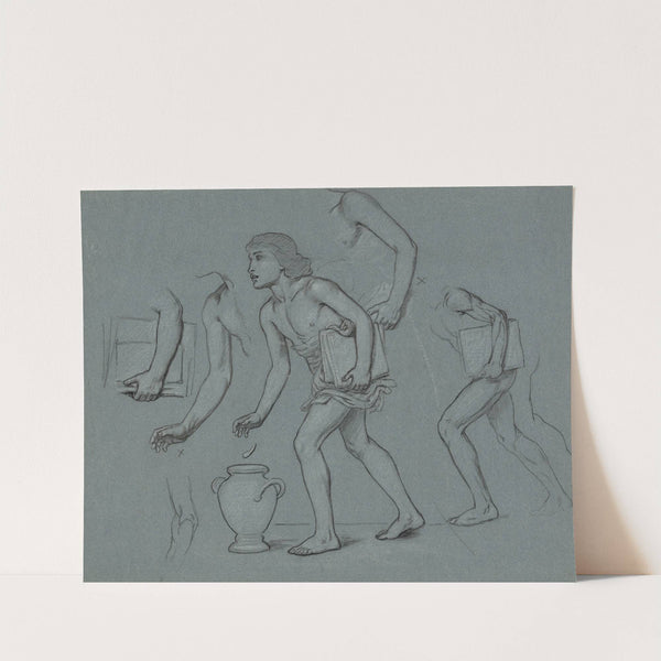 Studies for the arm, body, books, and urn of male figure representing an educated electorate (1895) by Elihu Vedder