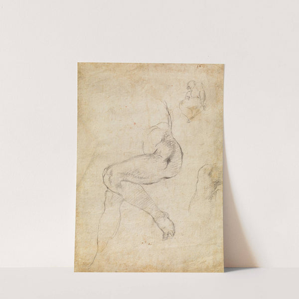 Studies for the Libyan Sibyl and a small Sketch for a Seated Figure by Michelangelo