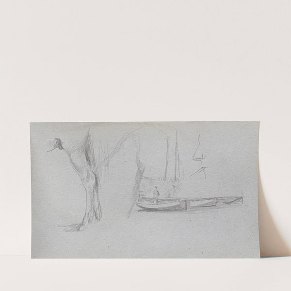 Studies; Horse’s leg, Figure in a Boat, and Profile (1860s) by Ernest Meissonier