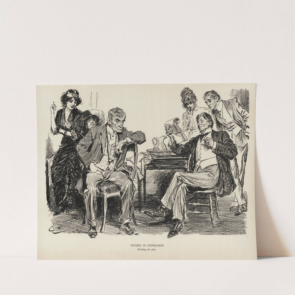 Studies in expression – Reading the play (1916) by Charles Dana Gibson