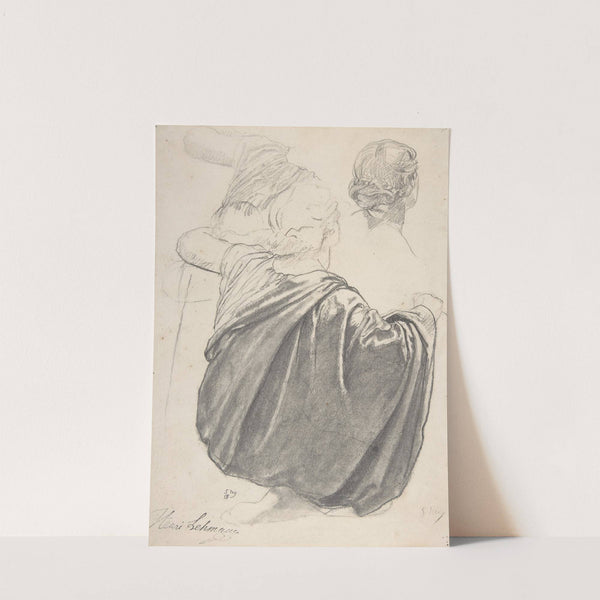 Studies of a Draped Female Figure, Kneeling, Seen from the Back, for the East Transept of the Chruch of Sainte-Clothilde, Paris by Henri Lehmann