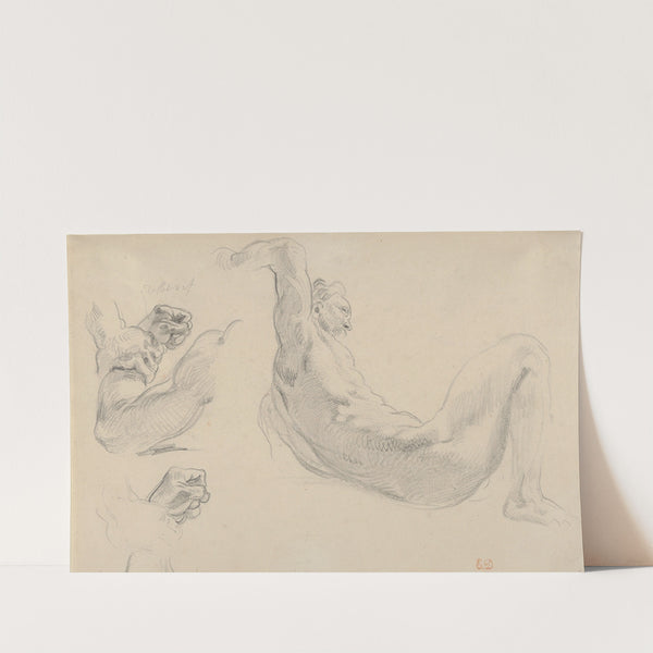 Studies of a Fallen Male Nude for ‘Hercules and the Horses of Diomedes’ (1852) by Eugène Delacroix