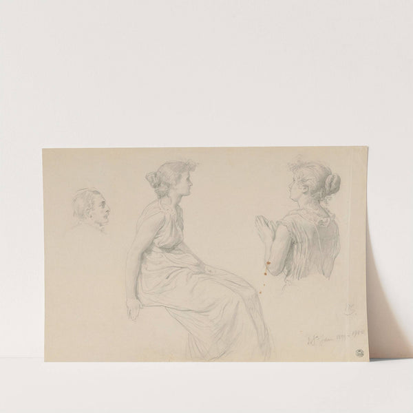 Studies of a Female and of a Male Head for the Painting ‘St John the Baptist Refusing to Baptise Pharisees’ (1899-1900) by Wojciech Gerson