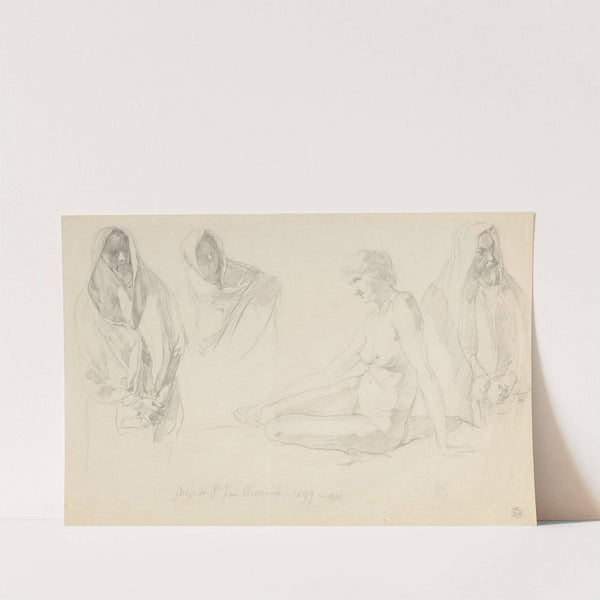 Studies of a Female Figure and Male Figures for the Painting ‘St John the Baptist Refusing to Baptise Pharisees’ (1899-1900) by Wojciech Gerson