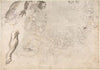 Studies of a Figure with Left Arm Upraised, a Leg, and Putti with Foliage