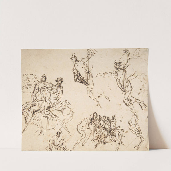 Studies of a Group of Seated Figures and of a Flying Figure by Domenico Gargiulo