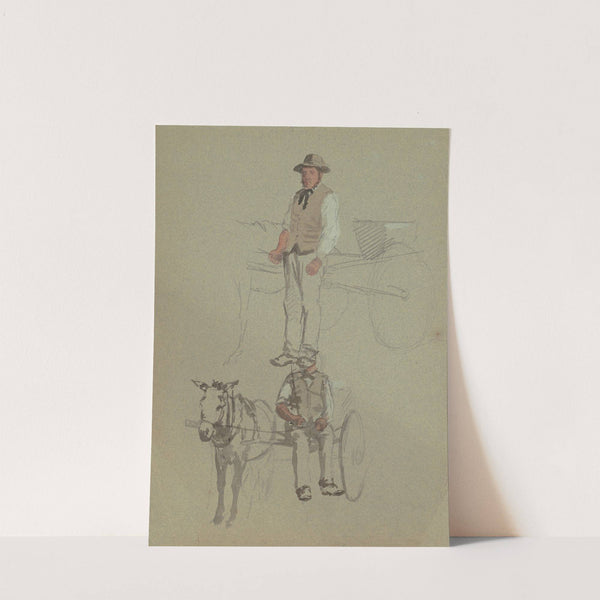 Studies of a Man and Horse Cart by Enoch Wood Perry Jr.