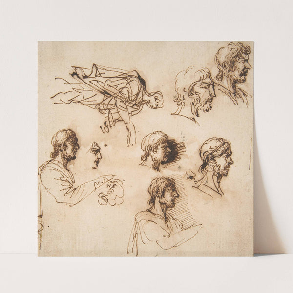 Studies of a Man’s Head in Profile, and of a Standing Male Figure by Salvator Rosa