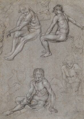 Studies of a Naked Seated Boy
