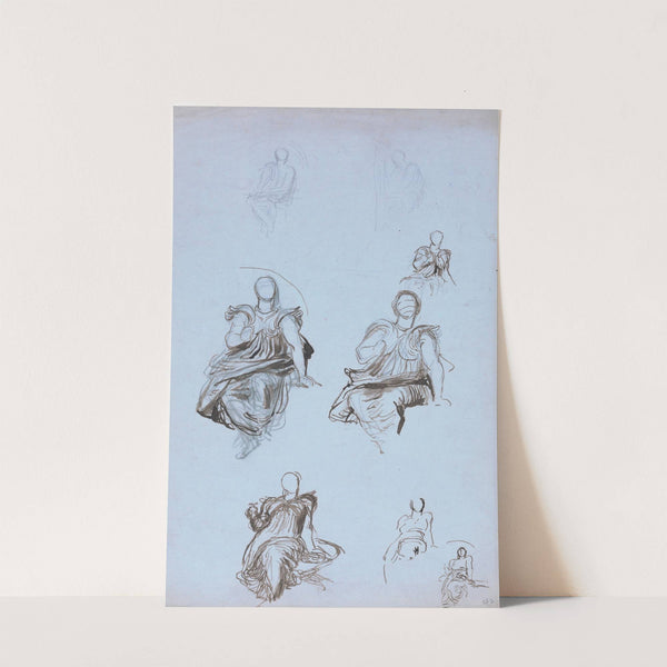 Studies of a Seated Draped Figure with a Book by George Frederic Watts