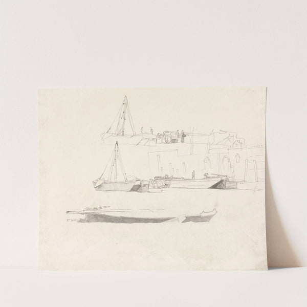Studies of Boats, Figures, Carts, and Buildings by Cornelius Varley
