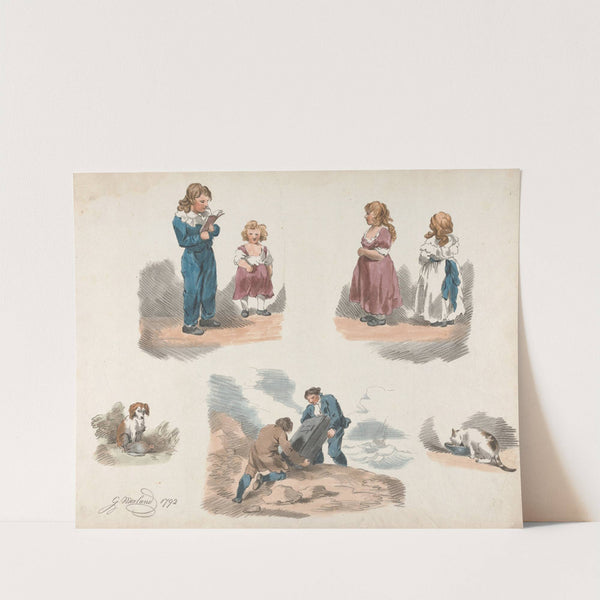Studies of Children, a Dog, a Cat, etc. by George Morland