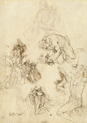 Studies of Christ Healing the Blind Man, Saint Philip Benizzi and Saint Sebastian