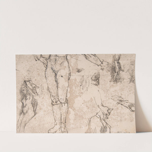 Studies of Female Nude, Hands, and Male Torso by Félicien Rops