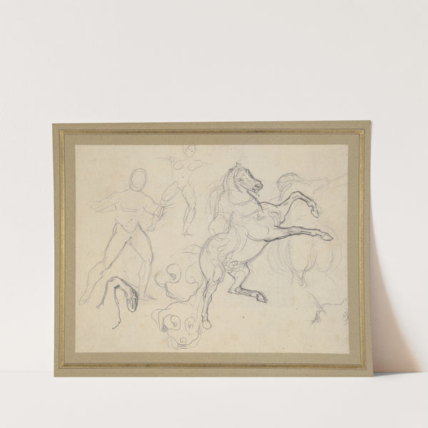 Studies of Figures, Horses and Dogs by Eugène Delacroix