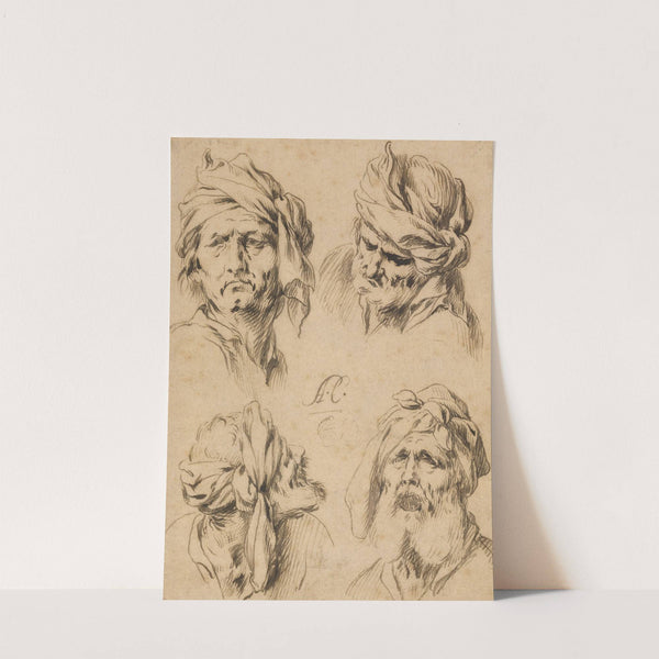 Studies of Four Male Heads by Antonio del Castillo Y Saavedra