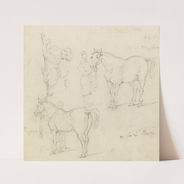 Studies of Horses with Chinese Grooms, and a Dog by George Chinnery