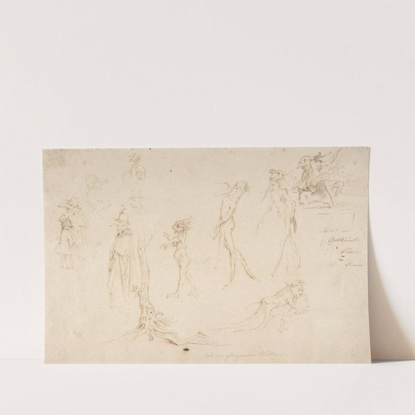 Studies of Imaginary Woodland Creatures and Other Figures by Moritz von Schwind
