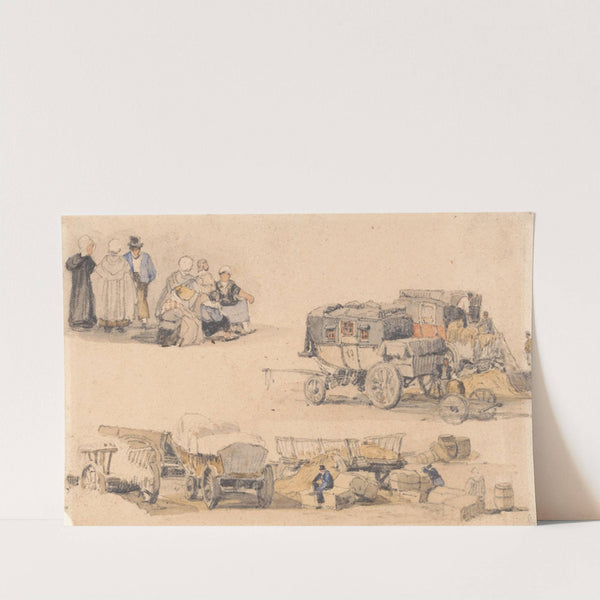 Studies of Peasants, Diligences, and Hay Wagons by Samuel Prout