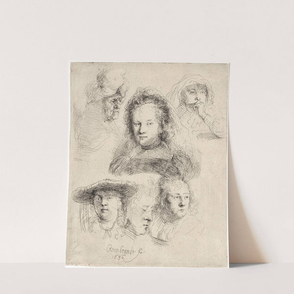 Studies of the Head of Saskia and Others by Rembrandt van Rijn