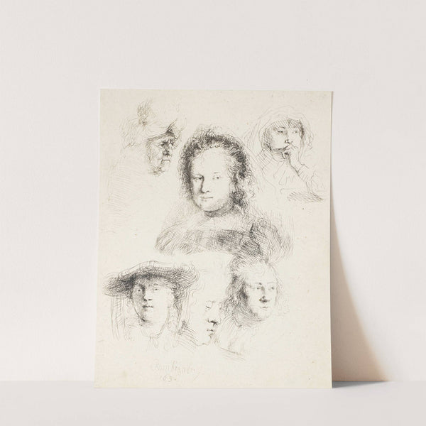 Studies of the Head of Saskia and Others by Rembrandt van Rijn