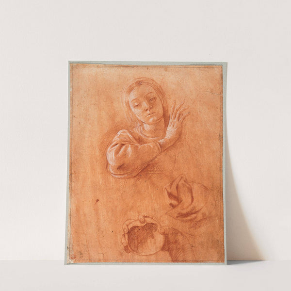 Studies of the Virgin, Drapery, and the Hand of Saint John the Baptist Holding a Shell (circa 1628) by Tanzio da Varallo