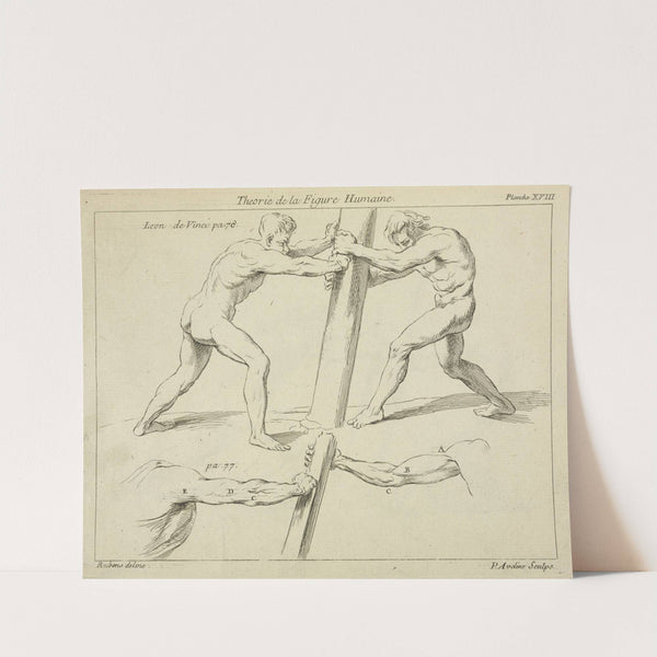 Studies of two figures pushing against a pillar by Peter Paul Rubens