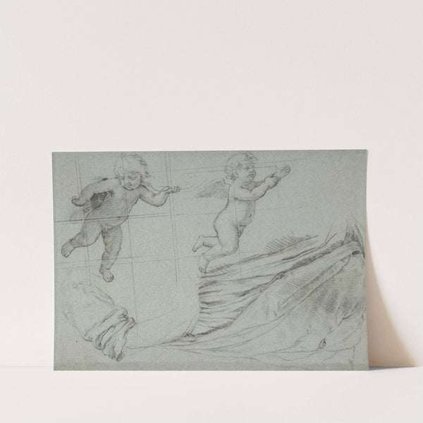 Studies of Two Flying Putti and of Drapery by Giovanni Battista Salvi da Sassoferrato