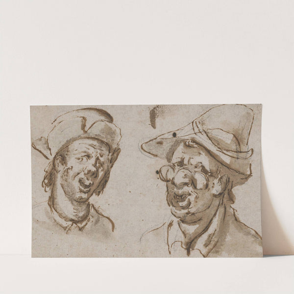 Studies of two male heads, one bespectacled by Francis Le Piper