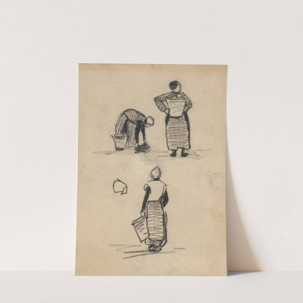 Studies van een vrouw met een mand by Theo Nieuwenhuis