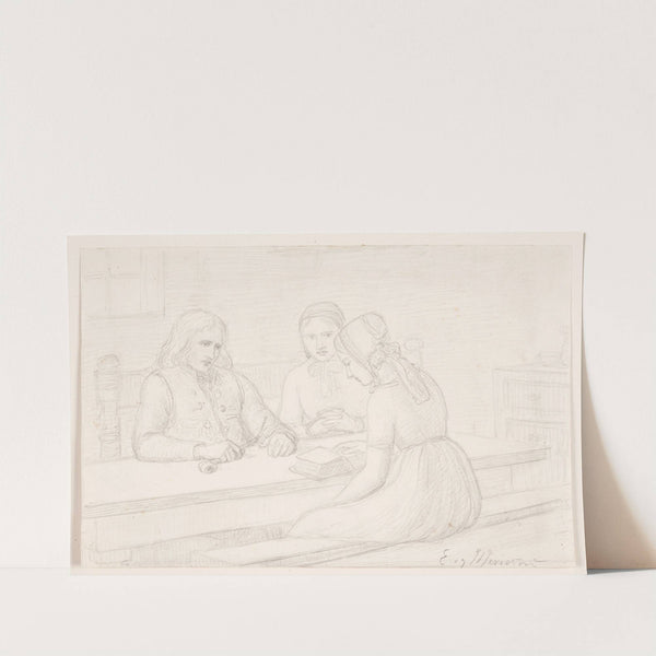 Studietegning til Husandagten by Elisabeth Jerichau Baumann