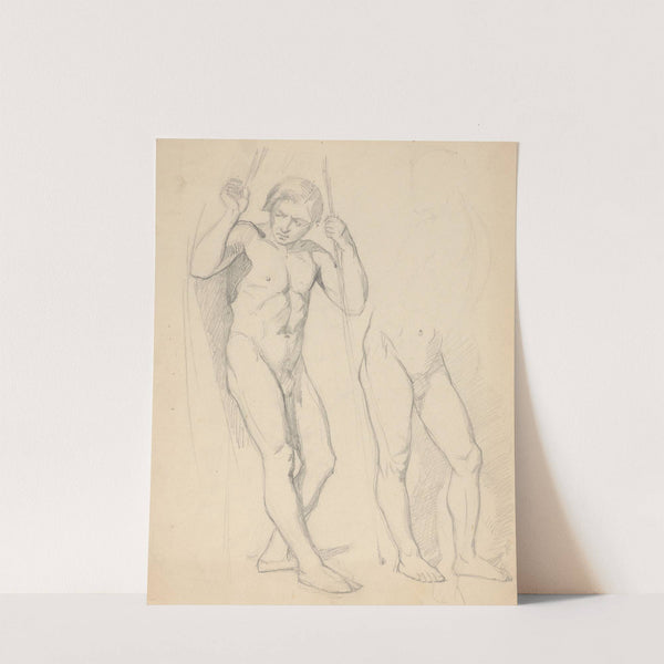 Studium aktu do postaci strażnika do obrazu 'Katarzyna Jagiellonka w więzieniu w Gripsholmie' by Józef Simmler