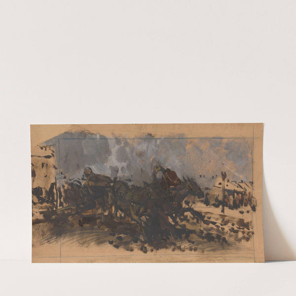 Studium pędzącego zaprzęgu do obrazu ‘Trójka’ z 1875 r. by Jozef Chelmonski