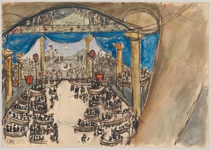 Studium scenograf. – widownia i scena z dekoracją (1908)