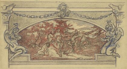 Study drawing for a mural showing dancing figures