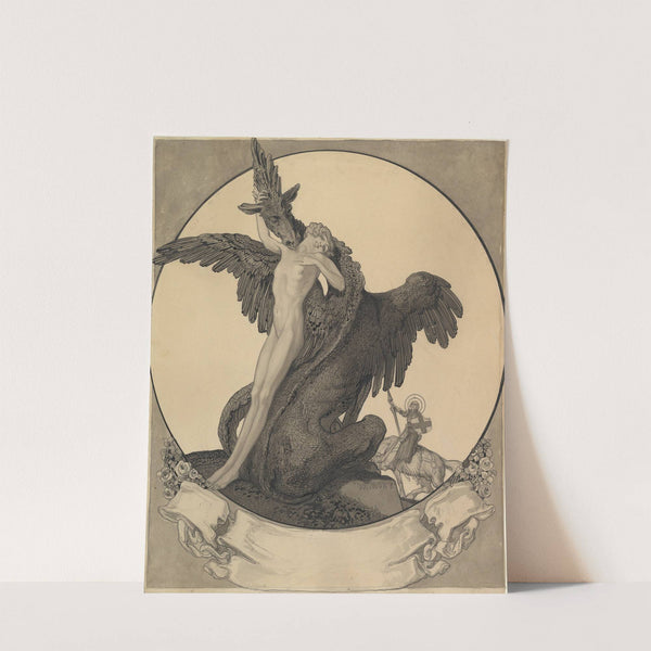 Study for a Bookplate with St. George Rescuing a Maiden from a Dragon by Franz von Bayros