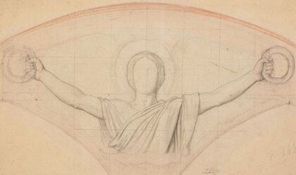 Study for an angel holding wreaths