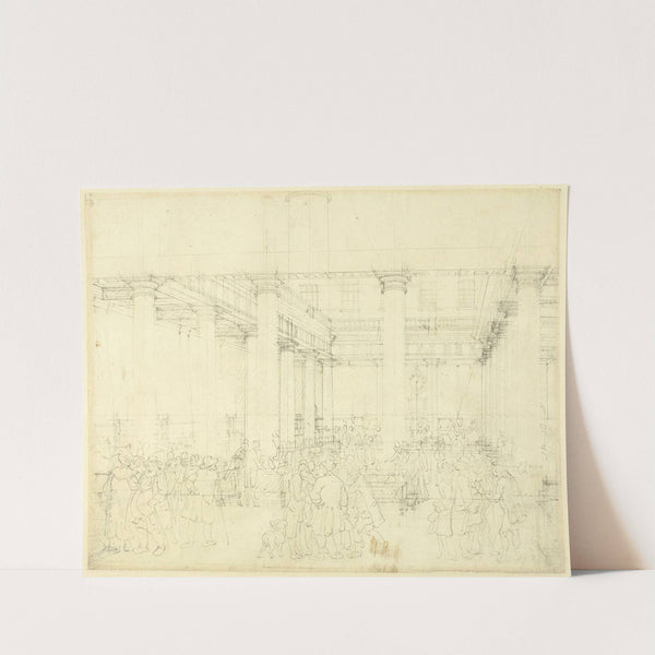 Study for Corn Exchange, Mark Lane, from Microcosm of London (c. 1808) by Augustus Charles Pugin