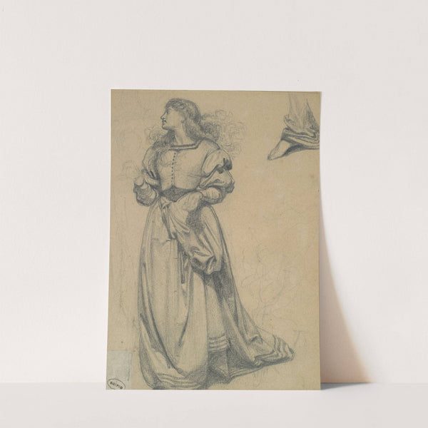 Study for female figure in engraved illustration to Amor Mundi by Frederick Sandys