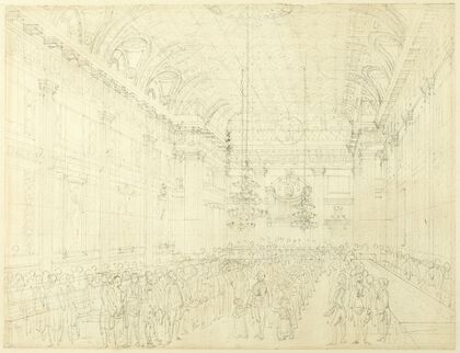 Study for Freemason’s Hall, Great Queen Street, from Microcosm of London