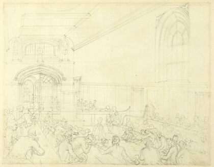 Study for Guild Hall, Examination of a Bankrupt Before His Creditors, from Microcosm of London