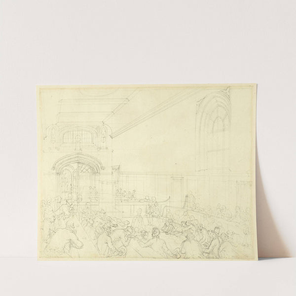 Study for Guild Hall, Examination of a Bankrupt Before His Creditors, from Microcosm of London (c. 1808) by Augustus Charles Pugin