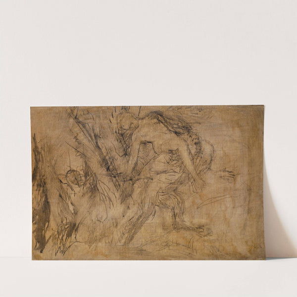 Study for ‘Nymph on the Shoulders of Pan’ (1874) by Arnold Böcklin